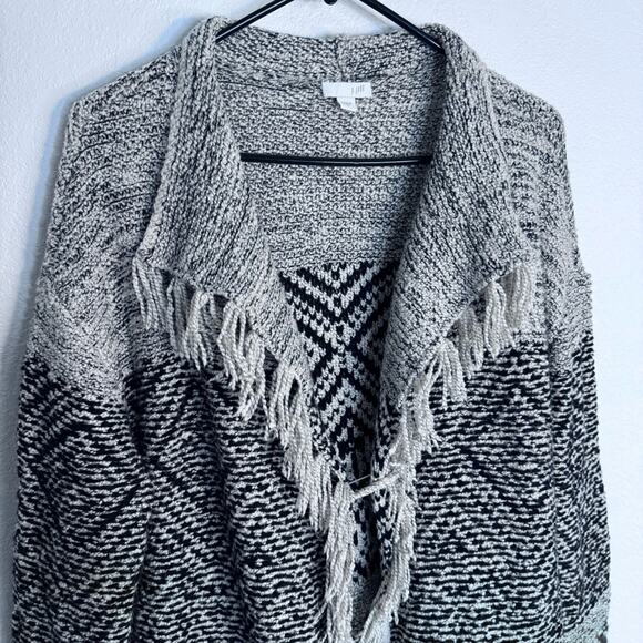 J Jill Fringe Western Boho Cardigan Sweater Wool Blend Fall Oversized Large - Picture 5 of 10
